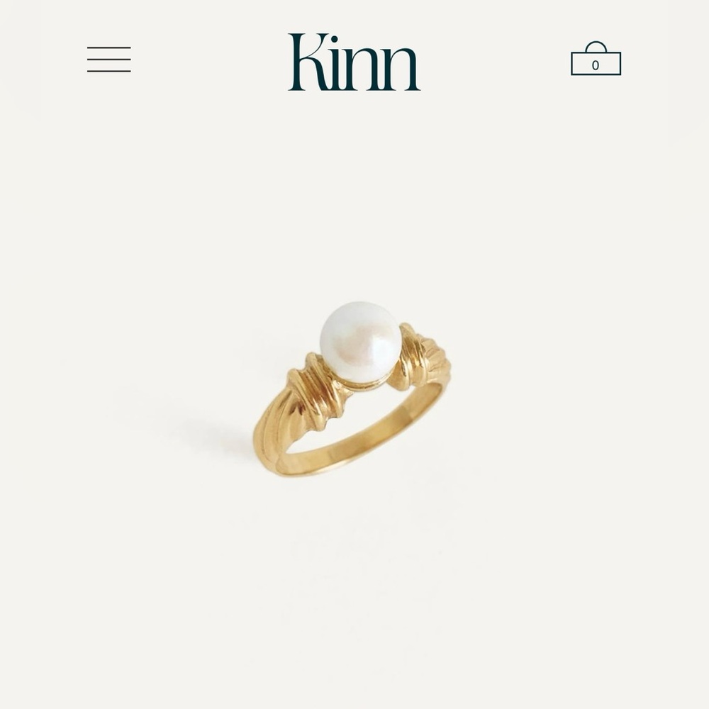Gold Pearl Ring with Twisted Band